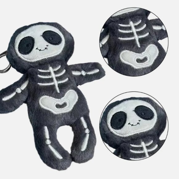 Jellycat Skeleton Bob Bag Charm Keychain Plush NWT with Dust Bags Halloween Gift - Picture 6 of 6